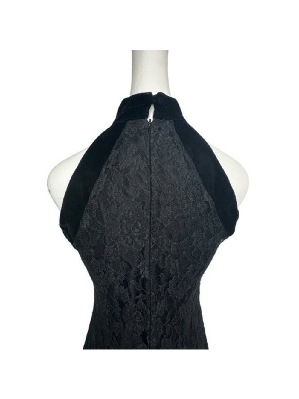 Vintage Moda Spiegel 4 Lace Gown 90s High Neck Black Velvet Y2K Formal Dress - Picture 7 of 12
